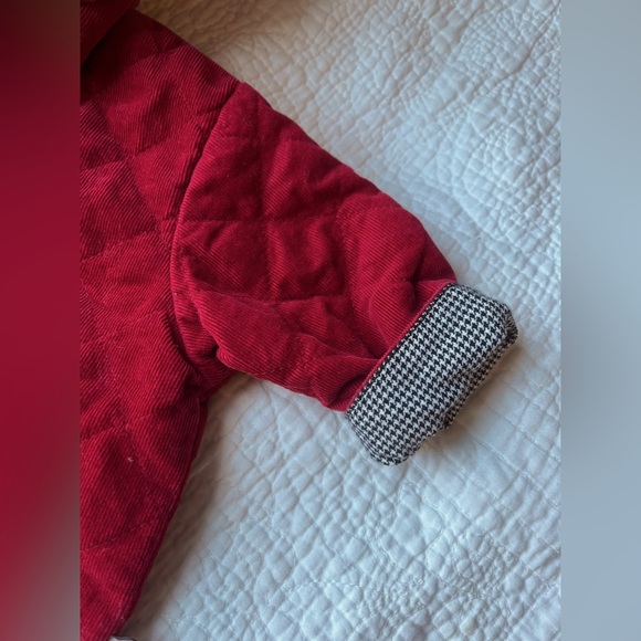 Vintage 90s baby 2 piece Red Quilted Corduroy Penguin Outfit : Jacket + Pants - Picture 9 of 16